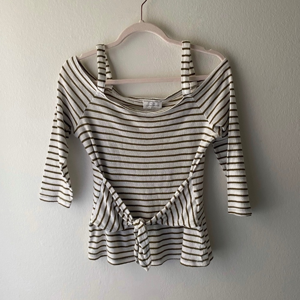 Striped Cold Shoulder Lucky Blouse